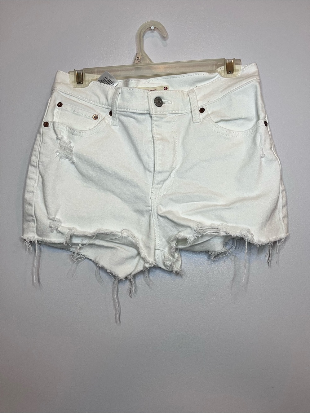 Levi's White Distressed Cutoff Denim Shorts
